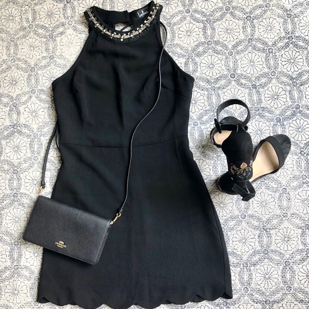 Lulu’s black beaded halter dress size small